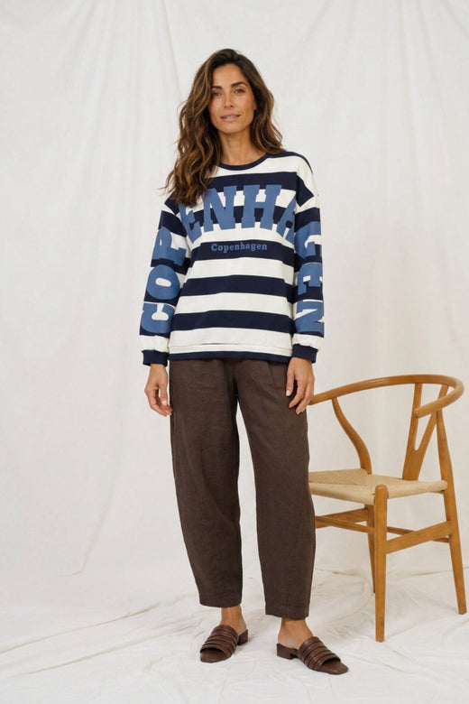 Marta Du Chateau - Mdcnerina Sweatshirt 22659s - Choco/Jeans Blue Sweatshirts 
