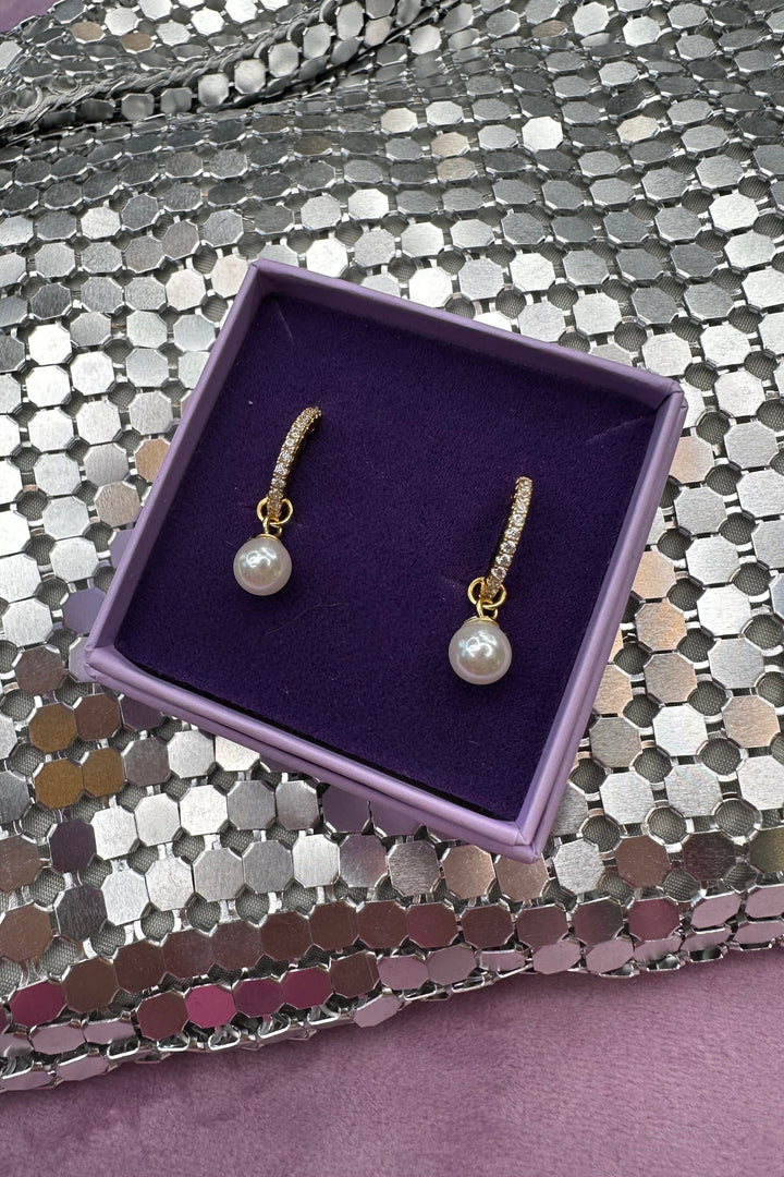 Mellow Moon - Pearl And Stone Earing - Forgyldt Øreringe 