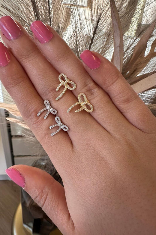 Mellow Moon - Sløjfe Med Sten - Forgyldt Øreringe 