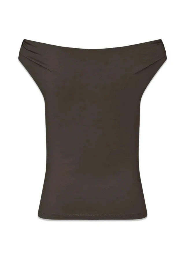 Modström - Himamd Off-Shoulder Top 57928 - 5508 - Seal Brown Toppe 