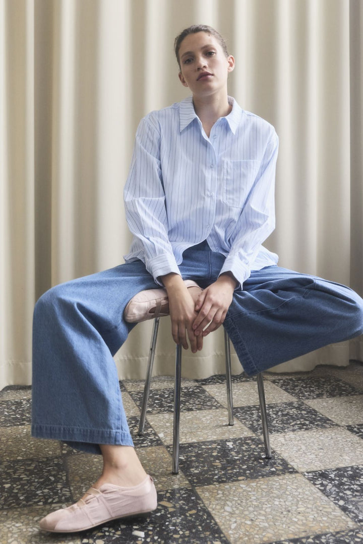 Modström - Millemd Stripe Shirt 58175 - 13619 - Light Blue And Navy Stripe Skjorter 