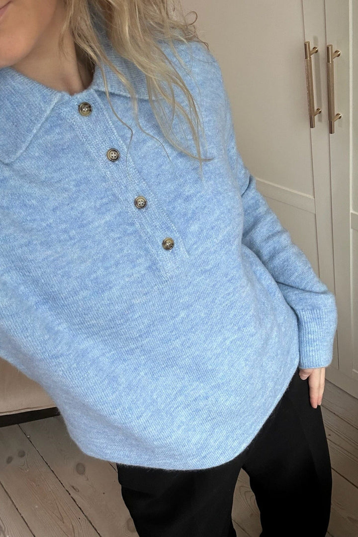 Modström - Treemd Polo 58795 - 3352 - Cashmere Blue Strikbluser 