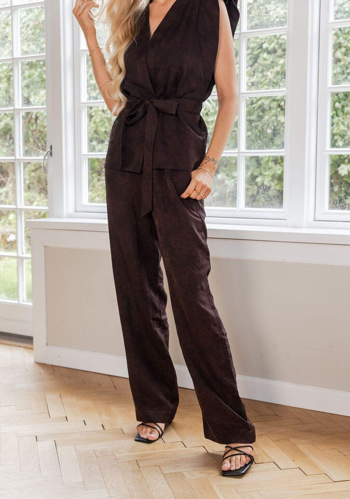 Molly & My X Julie Elgaard - Elsa Jacquard Pants 167096 - 676 - Dark Brown Bukser 