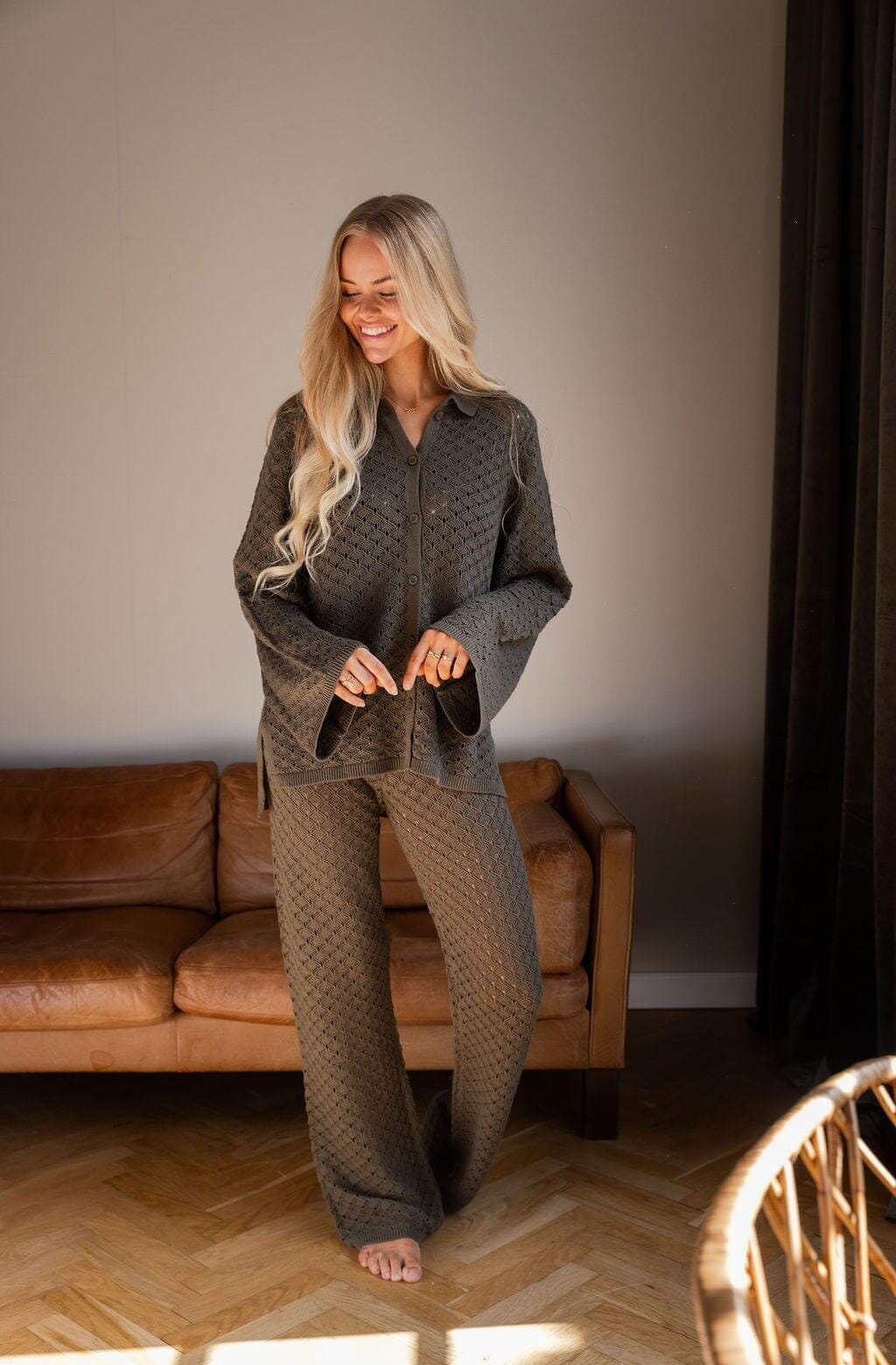 Molly&My x Julie Elgaard - Liva Knit Pants 167101 - 176 - Khaki Strikbluser 