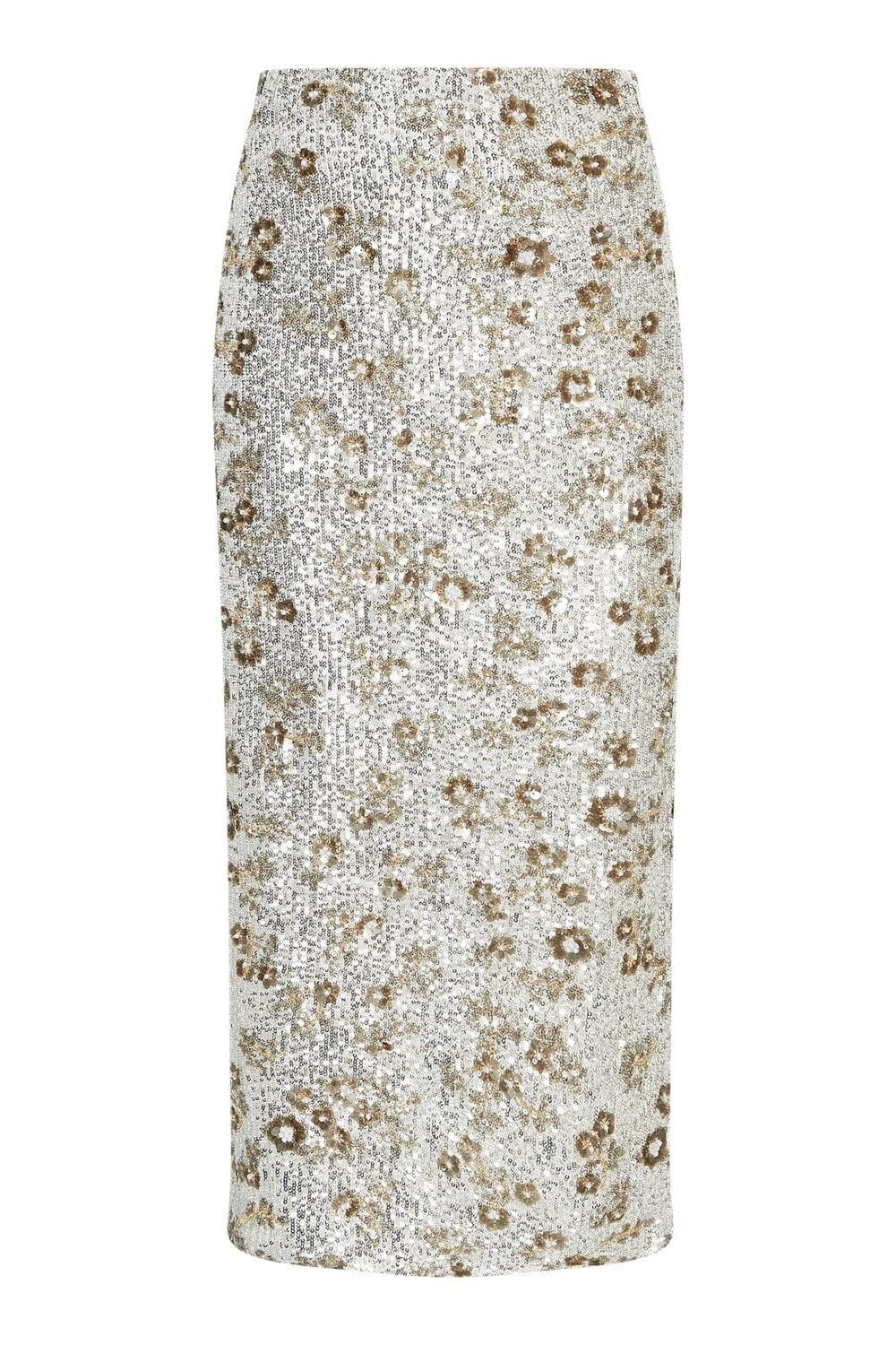 Moss Copenhagen - Mschmagnolia Skirt Emb 19473 - Silver T Coco Nederdele 