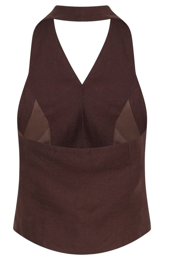 Moss Copenhagen - Mschnaira Claritta Halterneck Waistcoat 19056 - Fudge Frakker 