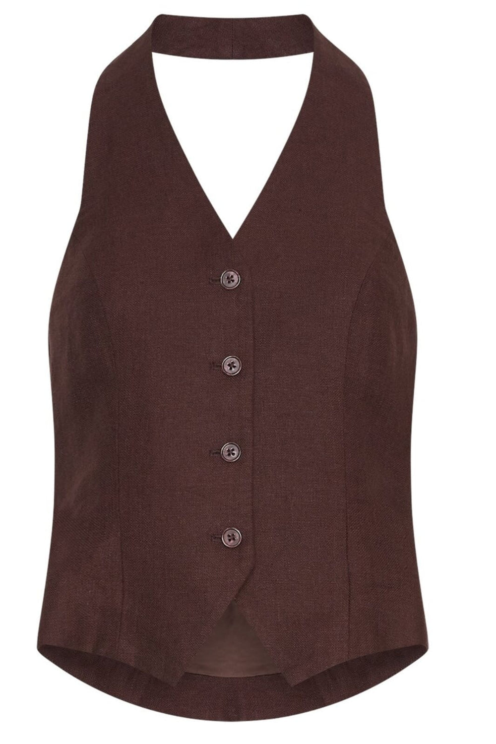 Moss Copenhagen - Mschnaira Claritta Halterneck Waistcoat 19056 - Fudge Frakker 