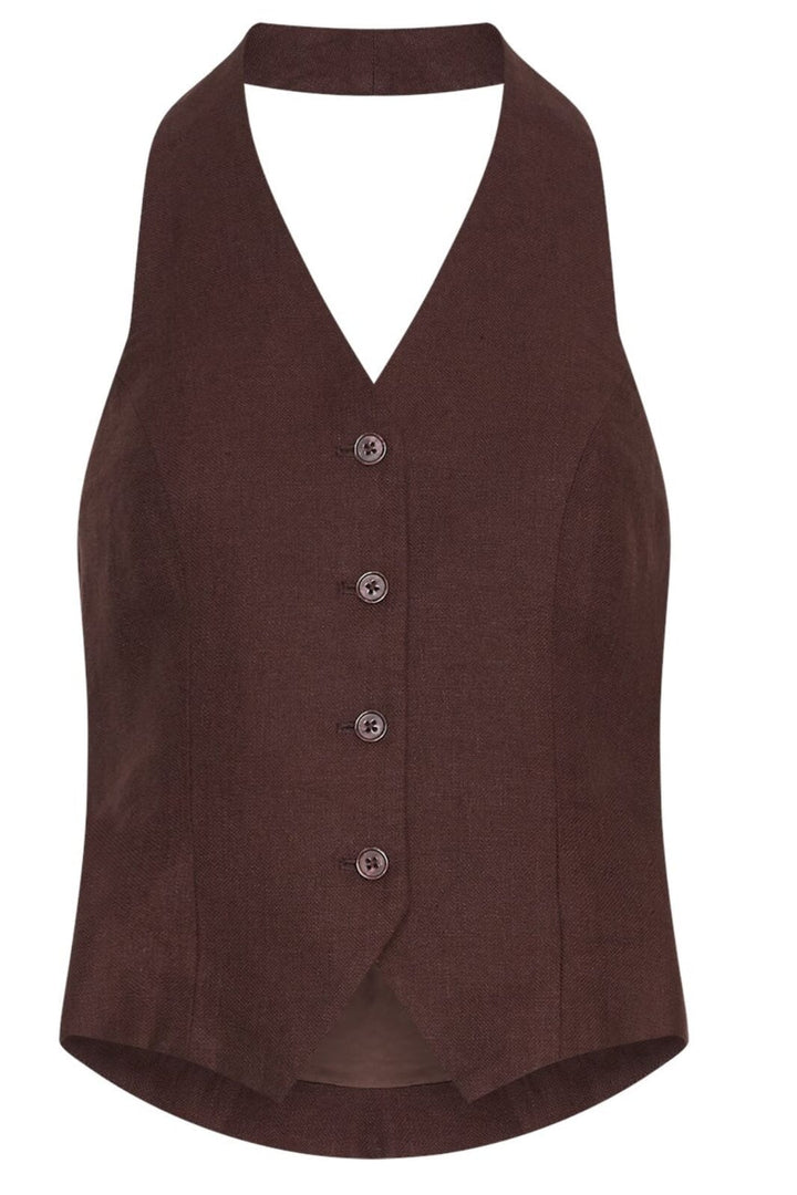Moss Copenhagen - Mschnaira Claritta Halterneck Waistcoat 19056 - Fudge Frakker 