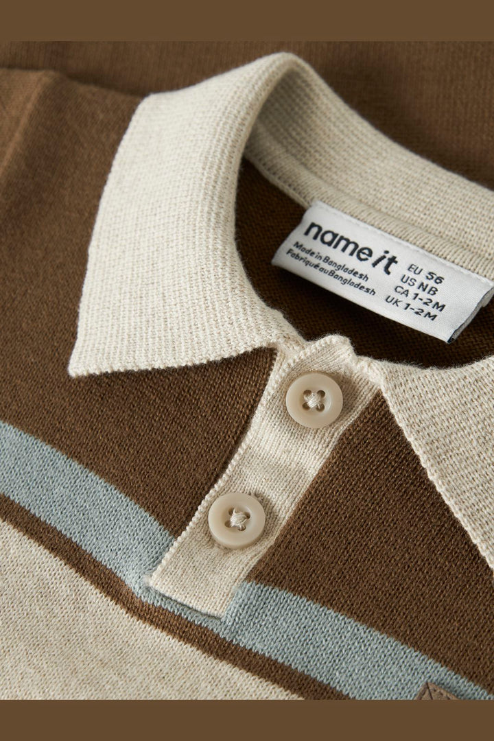 Name It - Nbmral Ls Knit Polo Suit - 5115226 Sepia