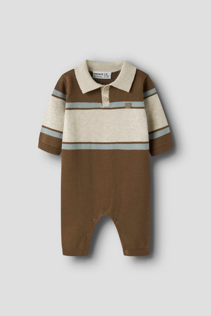 Name It - Nbmral Ls Knit Polo Suit - 5115226 Sepia