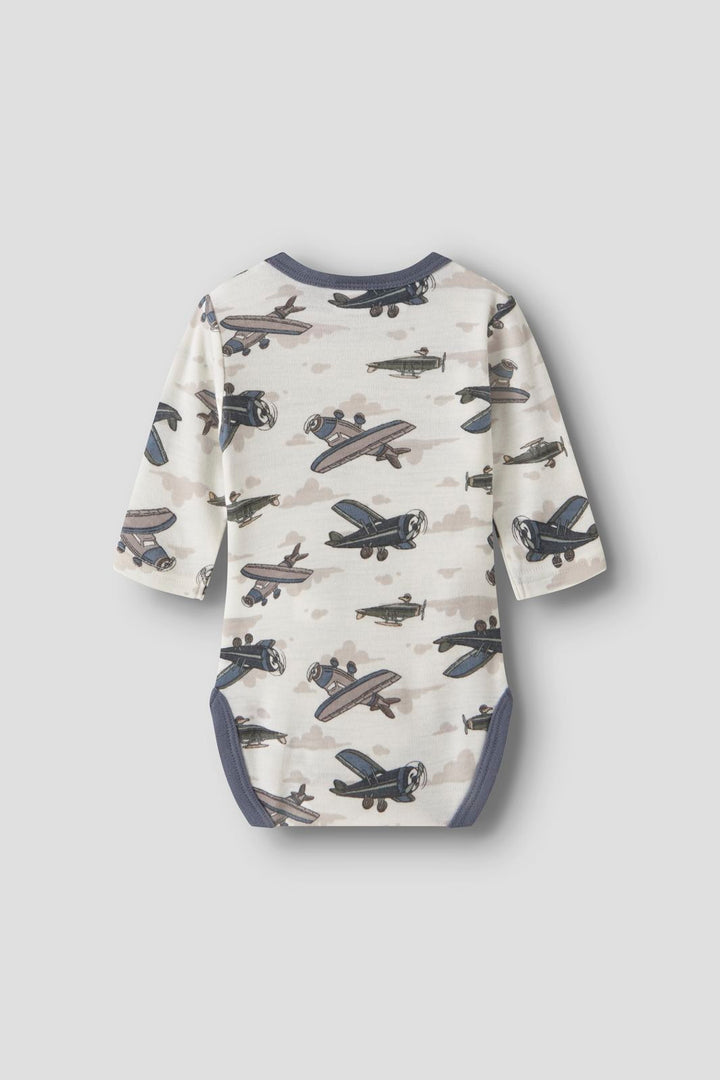 Name It - Nbmwillitus Wool Ls Body - 4951590 Snow White Airplanes