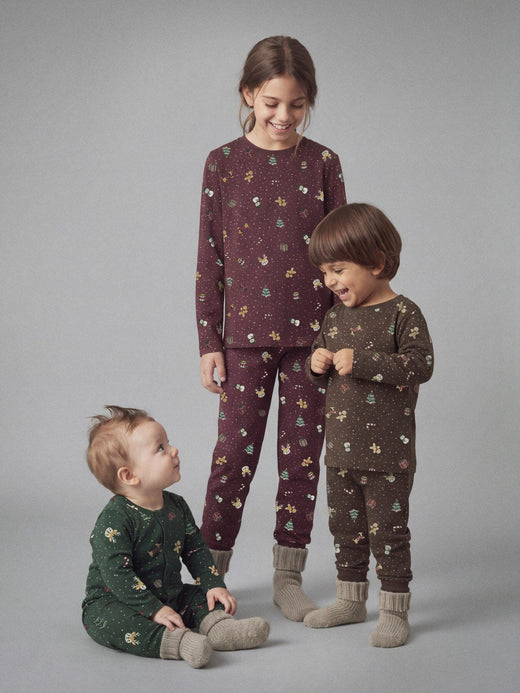 Name It - Nbnvismas Ls Nightsuit - 5129020 Red Dahlia Christmas Nattøj 