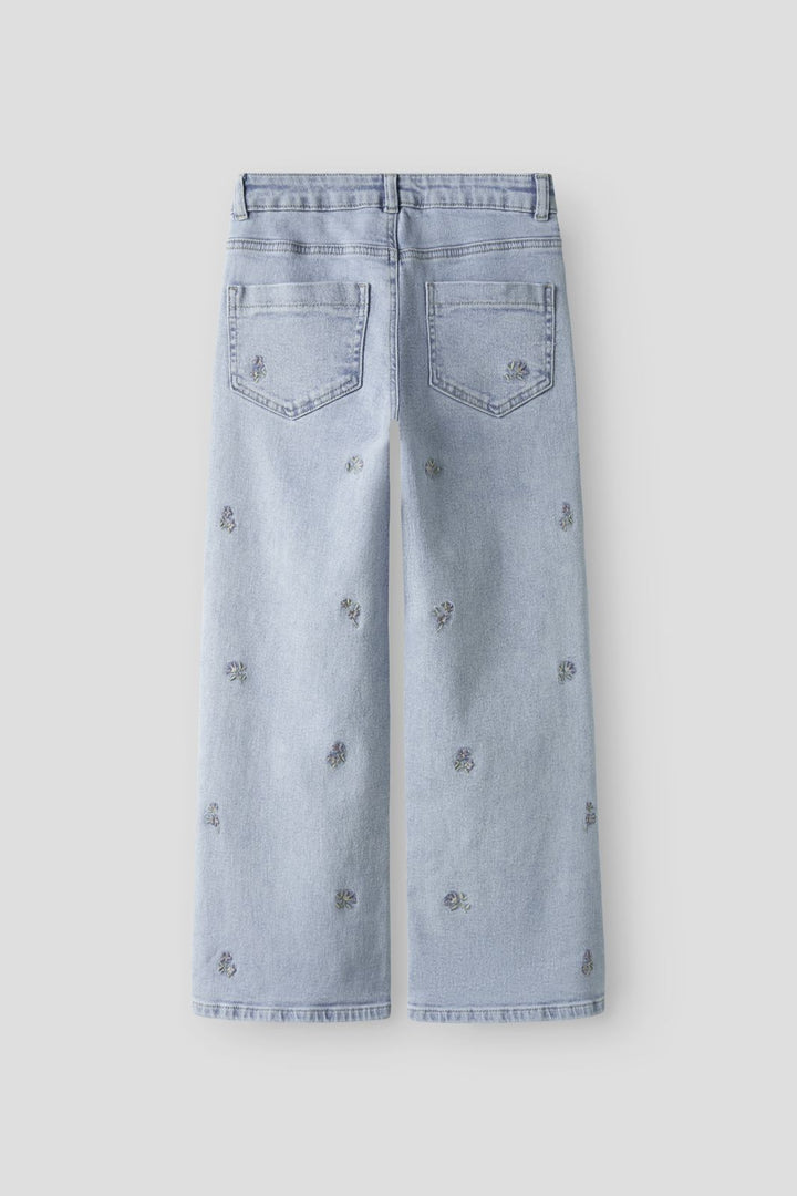 Name It - Nkfrose Wide Emb Jeans 2010-Fr - 4891113 Light Blue Denim Flower Embroidery