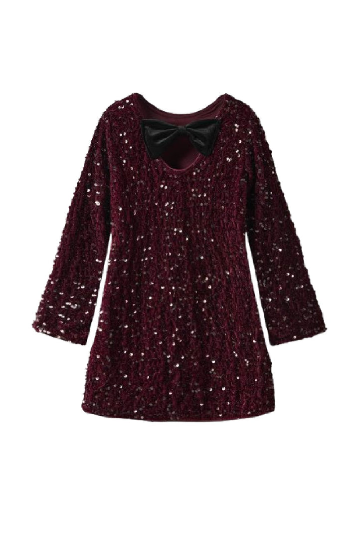 Name It - Nkfrusitta Ls Dress - 4881798 Burgundy Black Bow