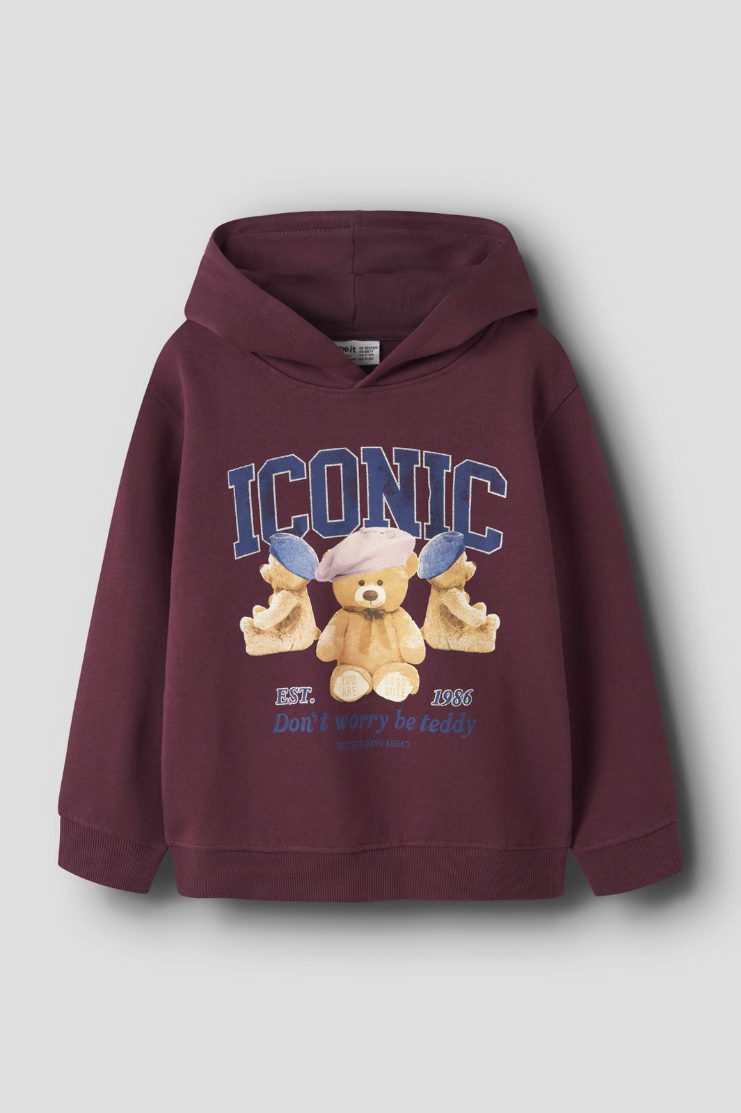 Name It - Nkfrycca Ls Nreg Sweat Wh Box - 4958709 Burgundy