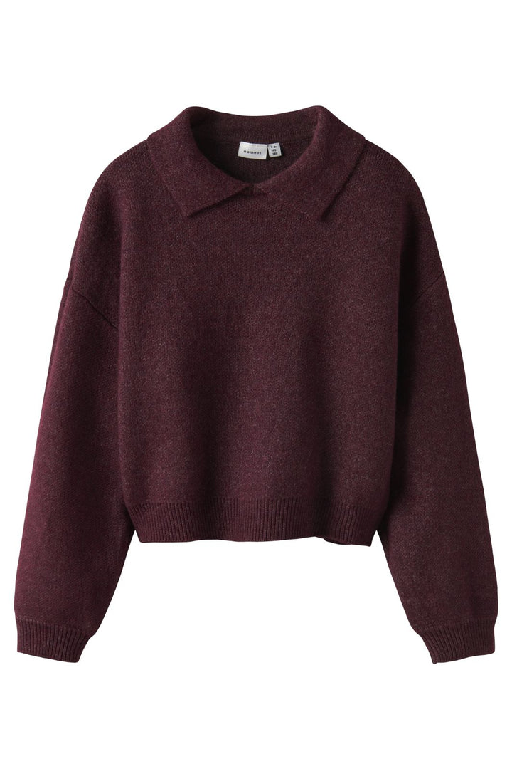 Name It - Nkfsonia Ls Polo Knit - 4889774 Burgundy