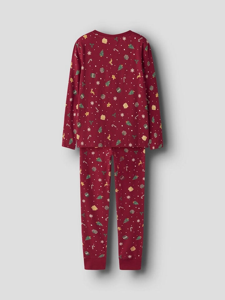 Name It - Nknvismas Ls Nightset - 4879844 Jester Red Xmas Aop Red Nattøj 