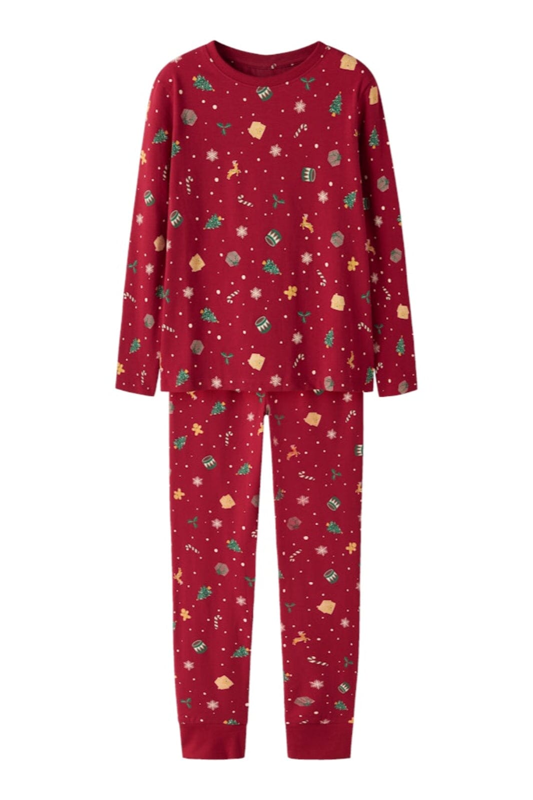 Name It - Nknvismas Ls Nightset - 4879844 Jester Red Xmas Aop Red Nattøj 