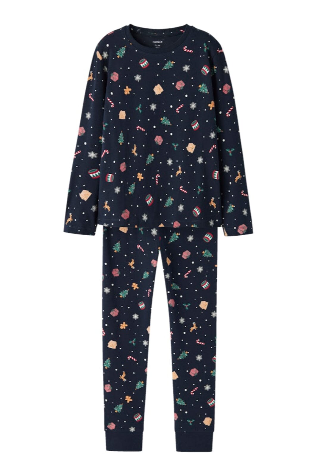 Name It - Nknvismas Ls Nightset - 4879845 Navy Blazer Xmas Aop Navy Nattøj 