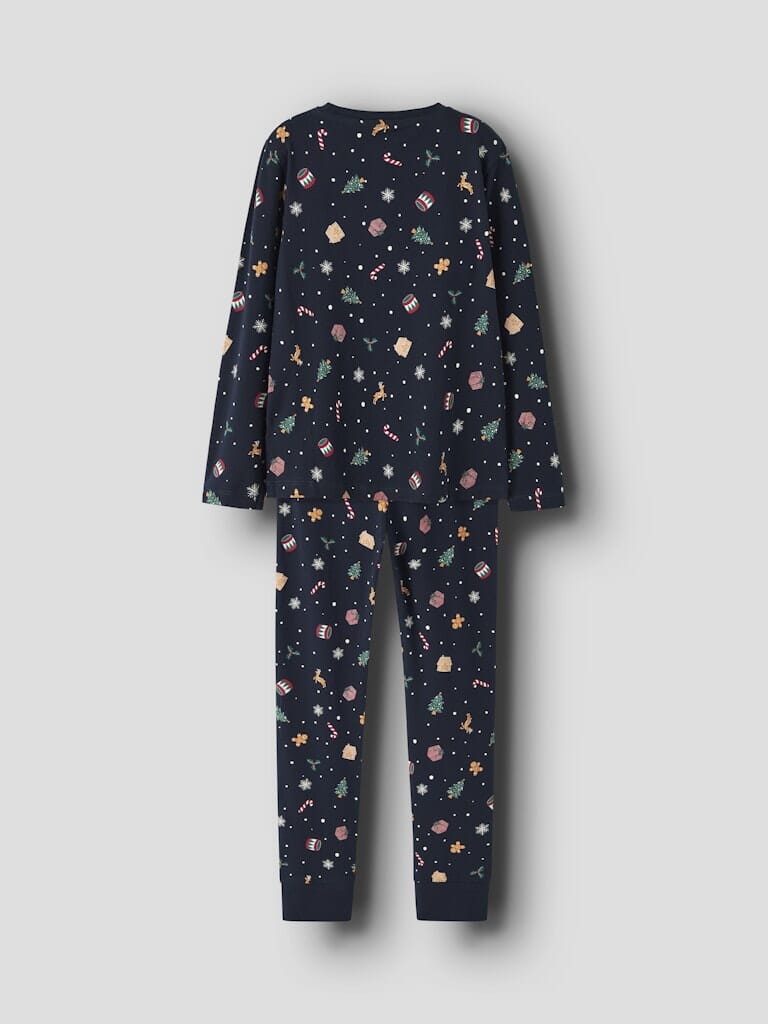 Name It - Nknvismas Ls Nightset - 4879845 Navy Blazer Xmas Aop Navy Nattøj 