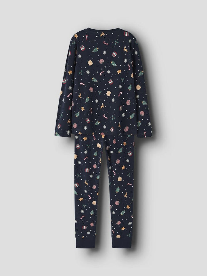 Name It - Nknvismas Ls Nightset - 4879845 Navy Blazer Xmas Aop Navy Nattøj 