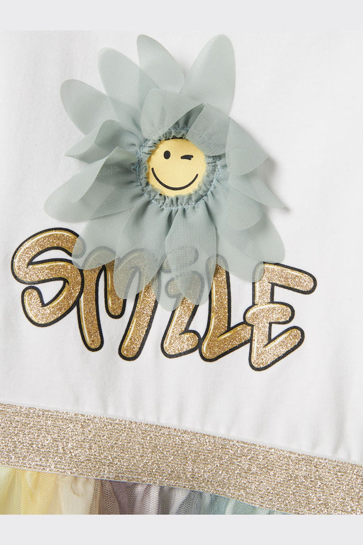 Name It - Nmfarnina Happy Ss Tulle Dress Smi - 4752834 Bright White