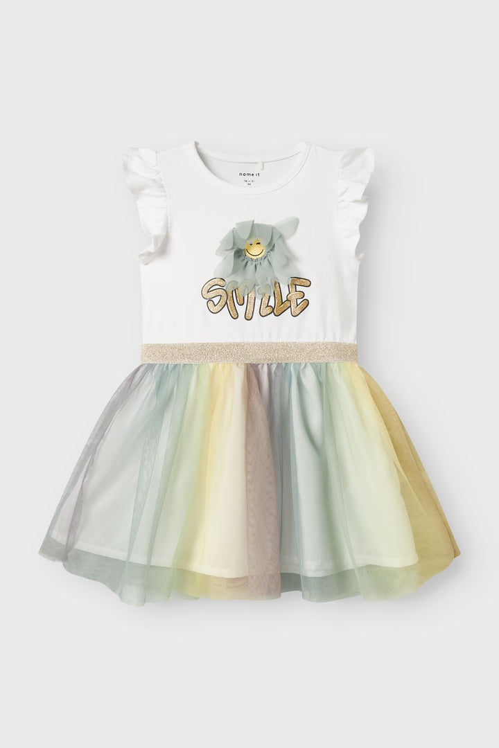 Name It - Nmfarnina Happy Ss Tulle Dress Smi - 4752834 Bright White