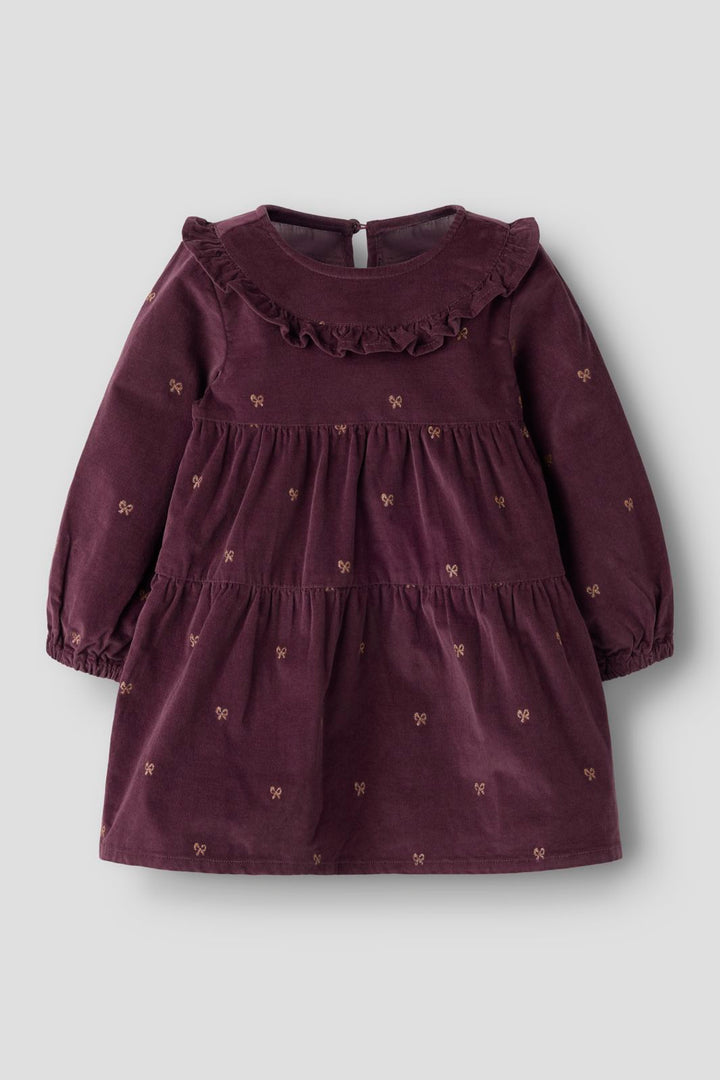 Name It - Nmflaura Cord Glitter Dress 4510-Yt - 5206625 Catawba Grape Glitter Bow