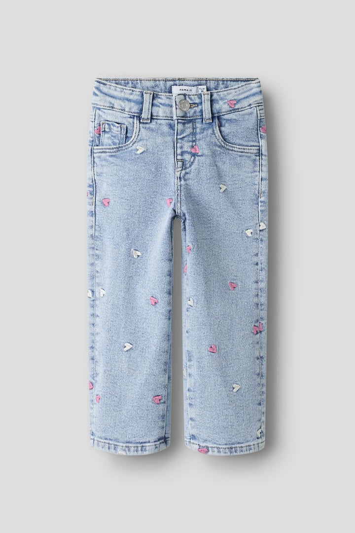 Name It - Nmfrose Wide Emb Jeans 2633-Fr - 4893807 Light Blue Bleached Denim