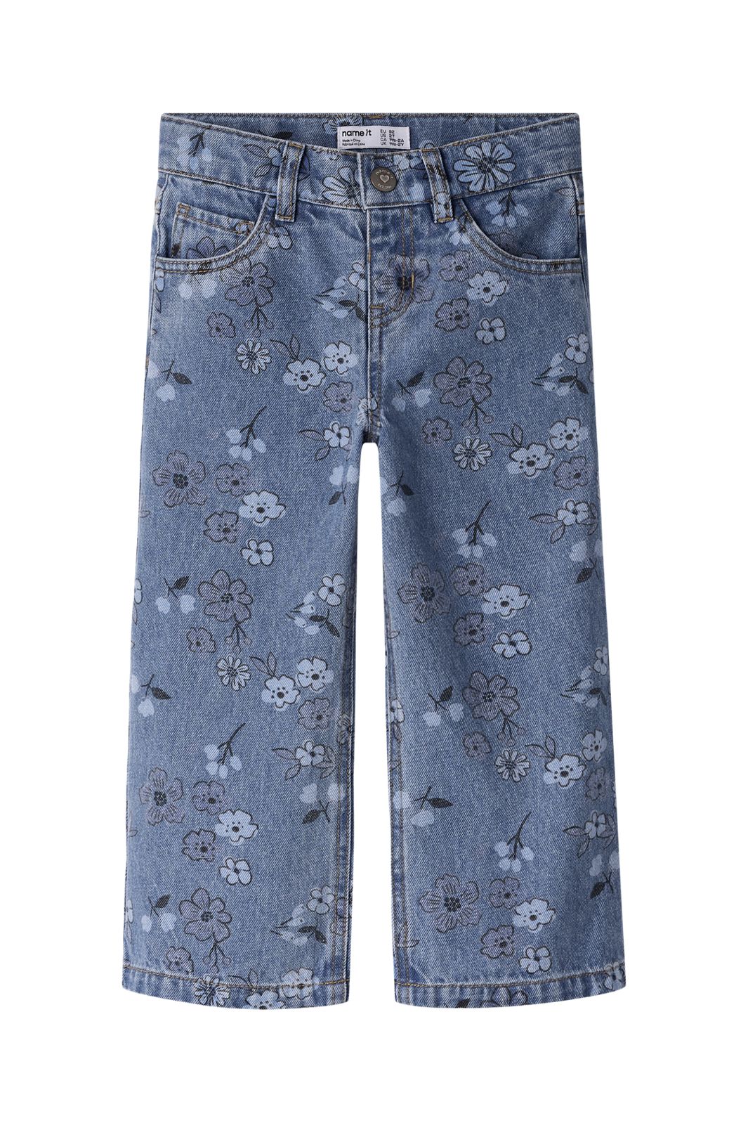 Name It - Nmfrose Wide Jeans 2633-Im - 5082409 Medium Blue Denim Flower