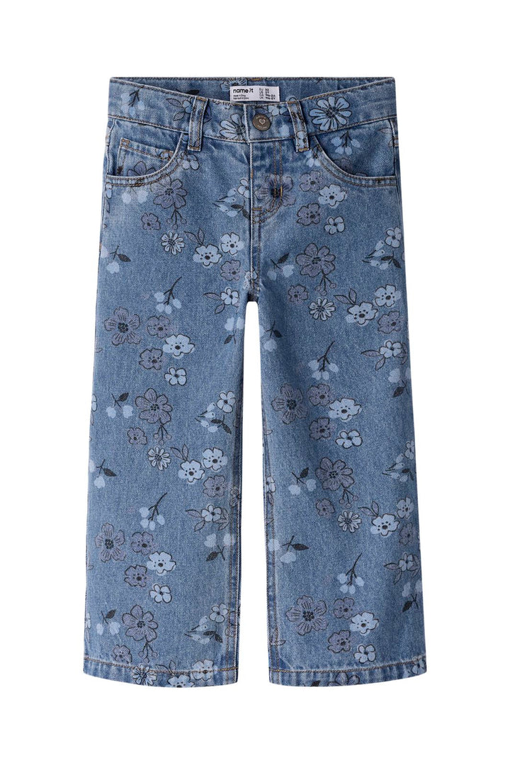 Name It - Nmfrose Wide Jeans 2633-Im - 5082409 Medium Blue Denim Flower