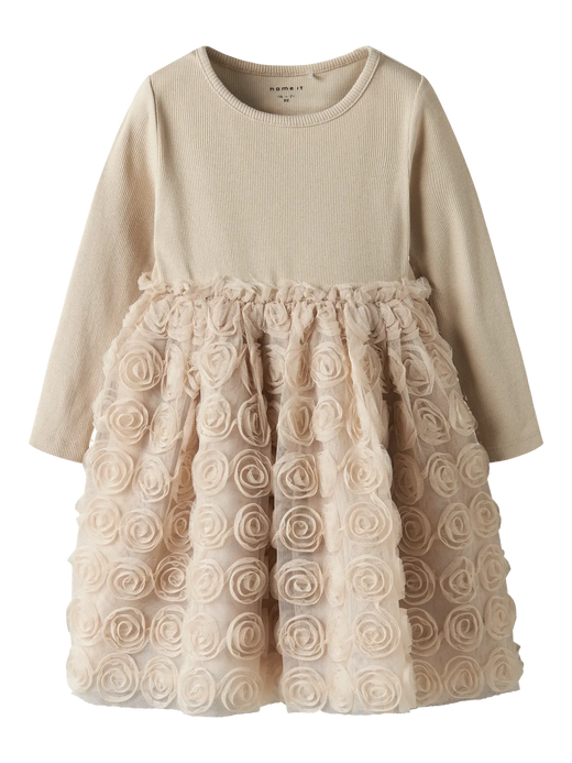 Name It - Nmfsykia Tulle Ls Dress - 4888967 Cement Kjoler 