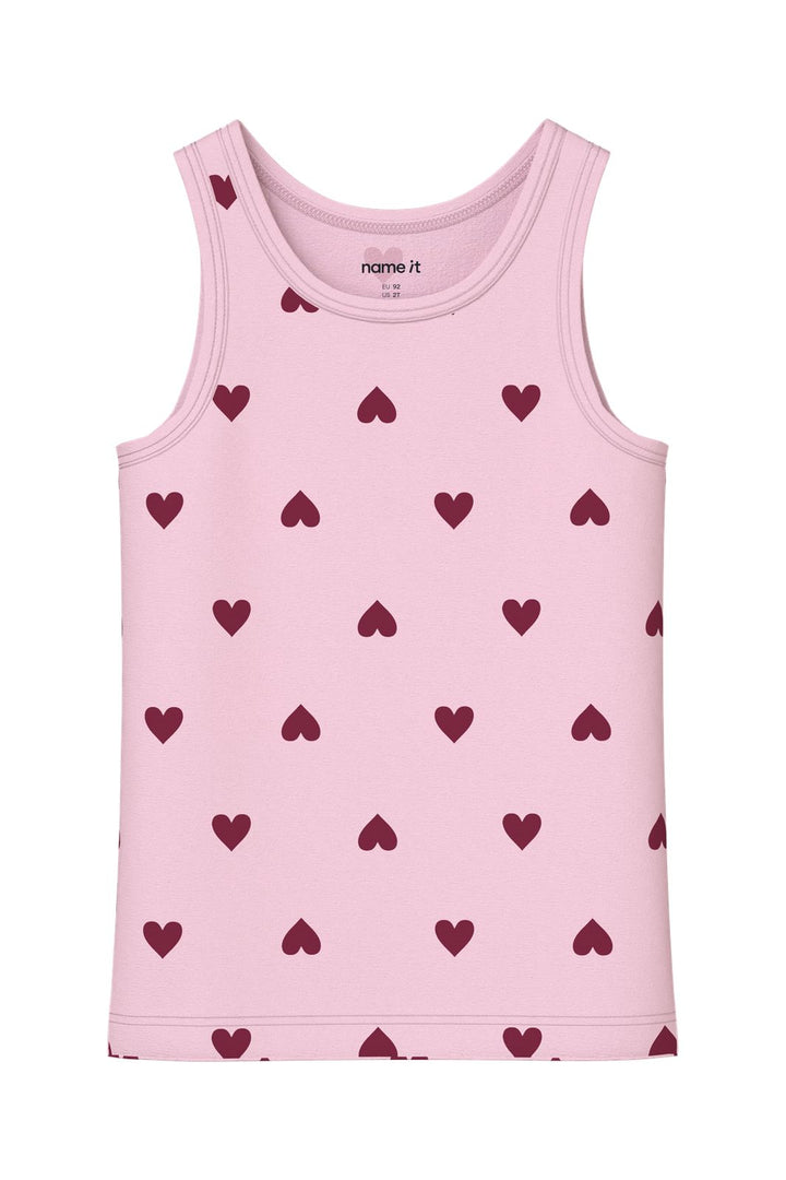 Name It - Nmftank Top Cutie Heart - 5098816 Parfait Pink W/ Rumba Red
