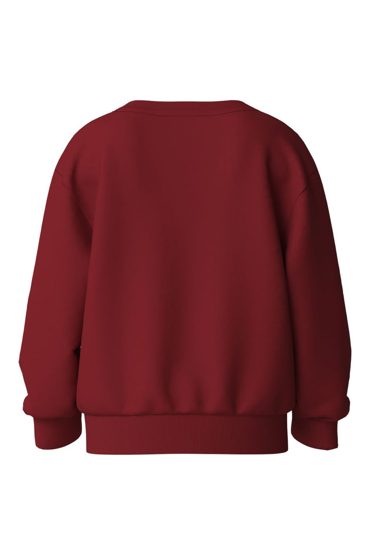 Name It - Nmfvertrud Ls Nreg Sweat - 5129003 Red Dahlia Reindeer Bow