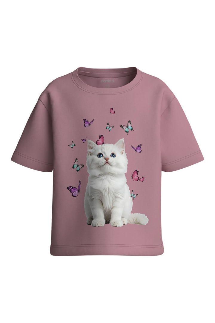Name It - Nmfvotea Ss Nreg Top - 5088892 Lilas Kitten Butterflies
