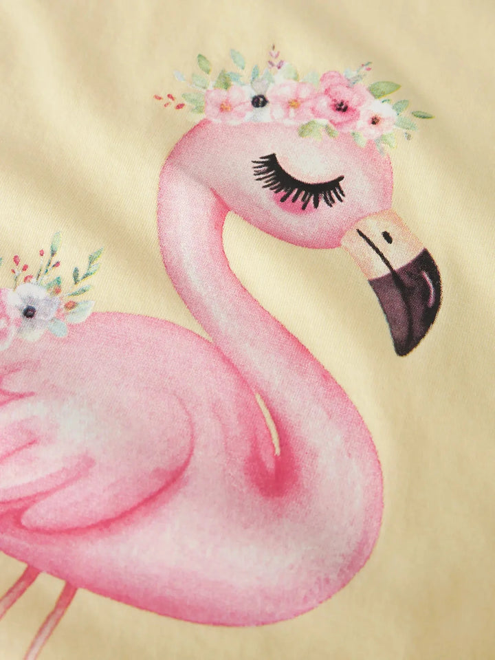 Name It - Nmfvotia Capsl Top - 5058354 Double Cream Flamingo T-shirts 