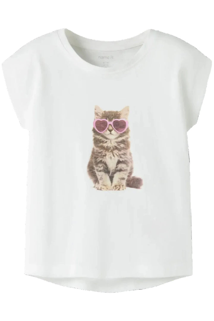 Name It - Nmfvotia Capsl Top - 5058355 Bright White Sunglasses Cat T-shirts 