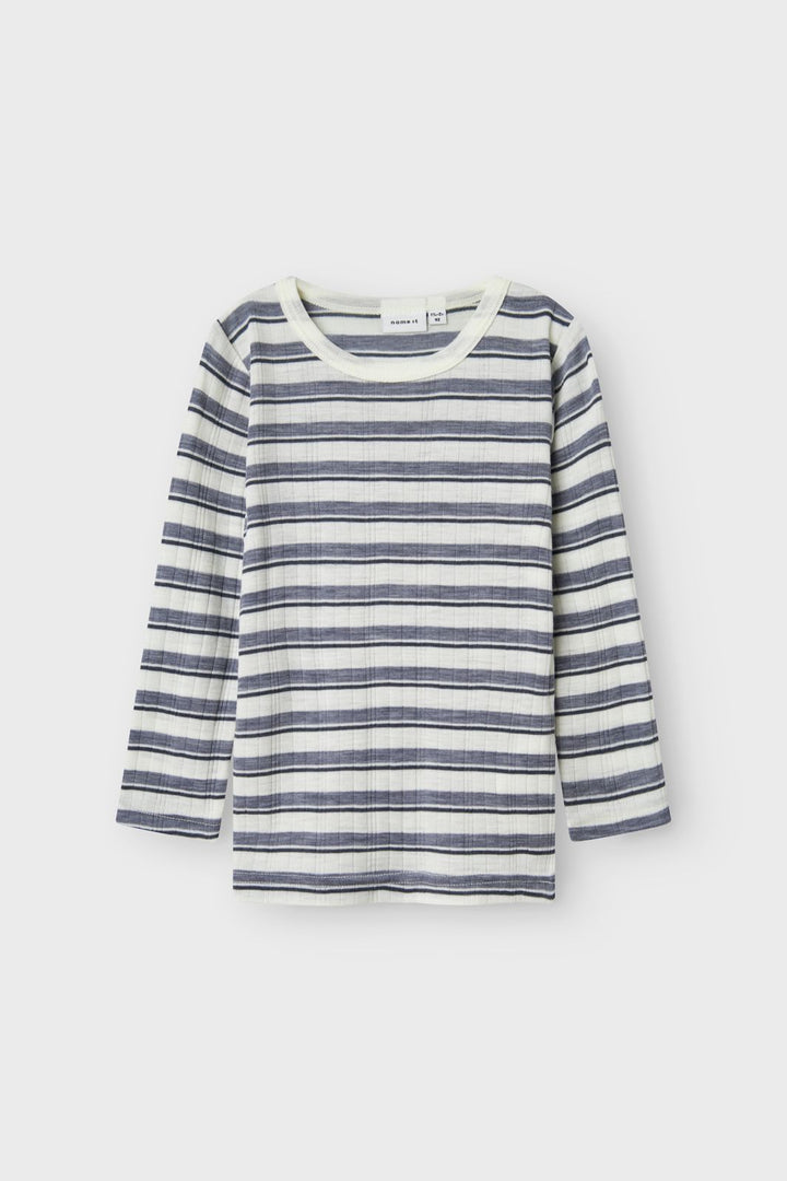Name It - Nmmwang Wool Needle Ls Top - 4737338 Folkstone Gray Snow White