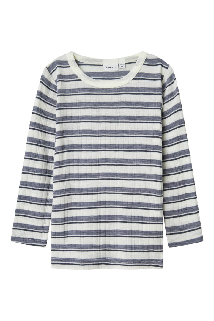 Name It - Nmmwang Wool Needle Ls Top - 4737338 Folkstone Gray Snow White
