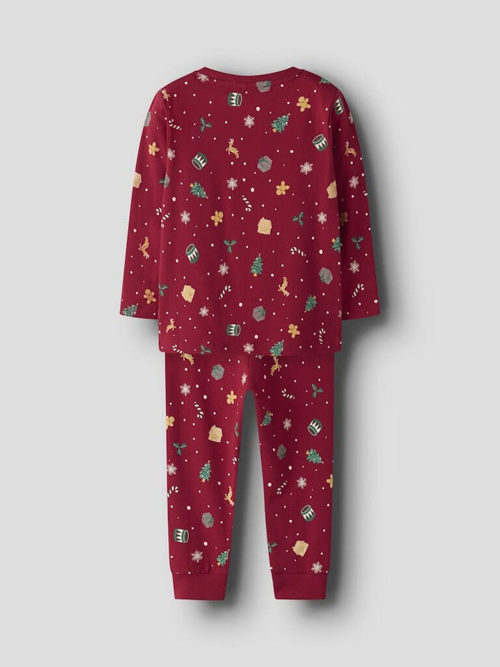 Name It - Nmnvismas Ls Nightset - 4879856 Jester Red Xmas Aop Red Nattøj 