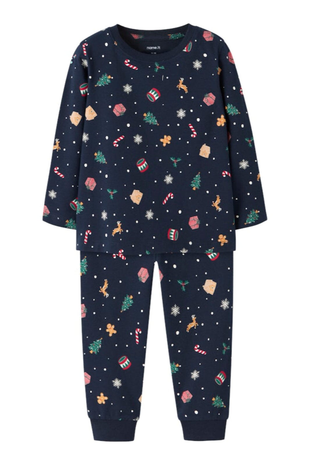 Name It - Nmnvismas Ls Nightset - 4879857 Navy Blazer Xmas Aop Navy Nattøj 