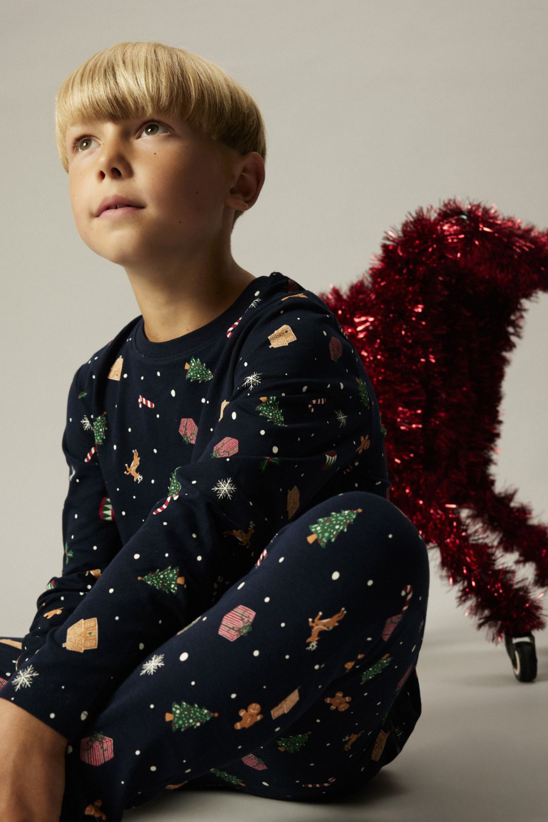 Name It - Nmnvismas Ls Nightset - 4879857 Navy Blazer Xmas Aop Navy Nattøj 
