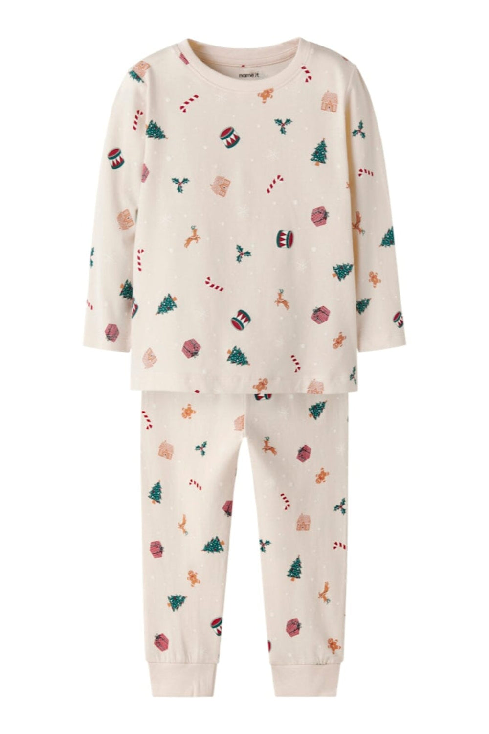 Name It - Nmnvismas Ls Nightset - 4918965 Whitecap Gray Xmas Aop Nattøj 
