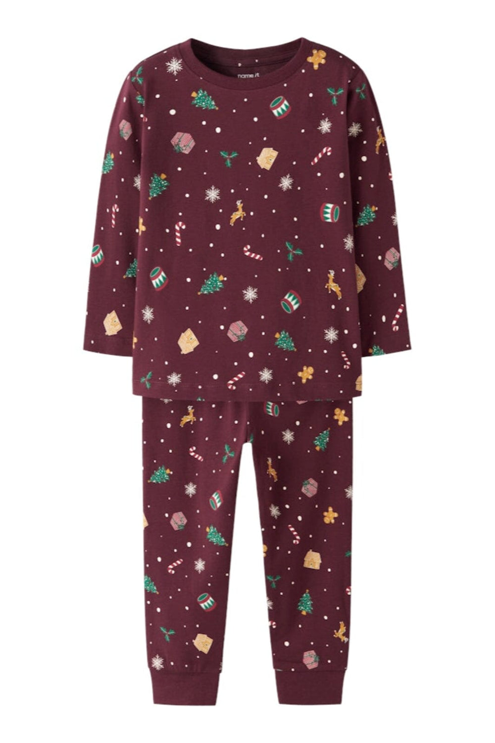 Name It - Nmnvismas Ls Nightset - 4918966 Burgundy Xmas Aop Nattøj 