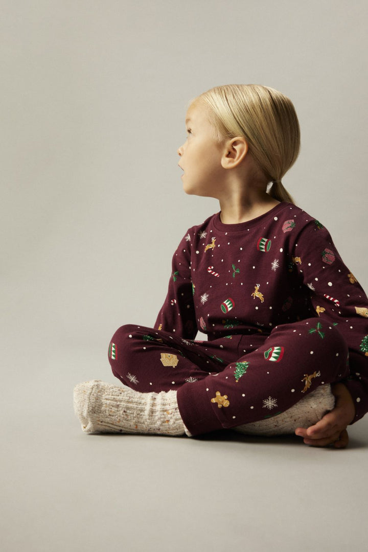 Name It - Nmnvismas Ls Nightset - 4918966 Burgundy Xmas Aop Nattøj 