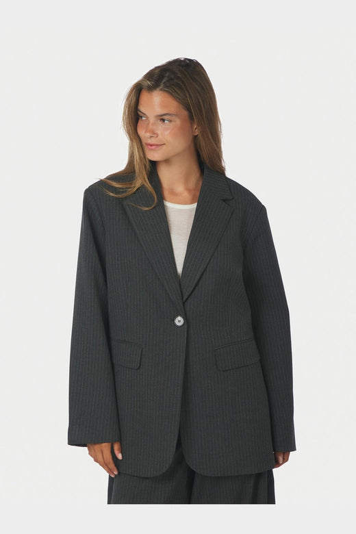 Neo Noir - Aarielle Slim Pinstripe Blazer 171088 - 107 - Dark Grey Melange