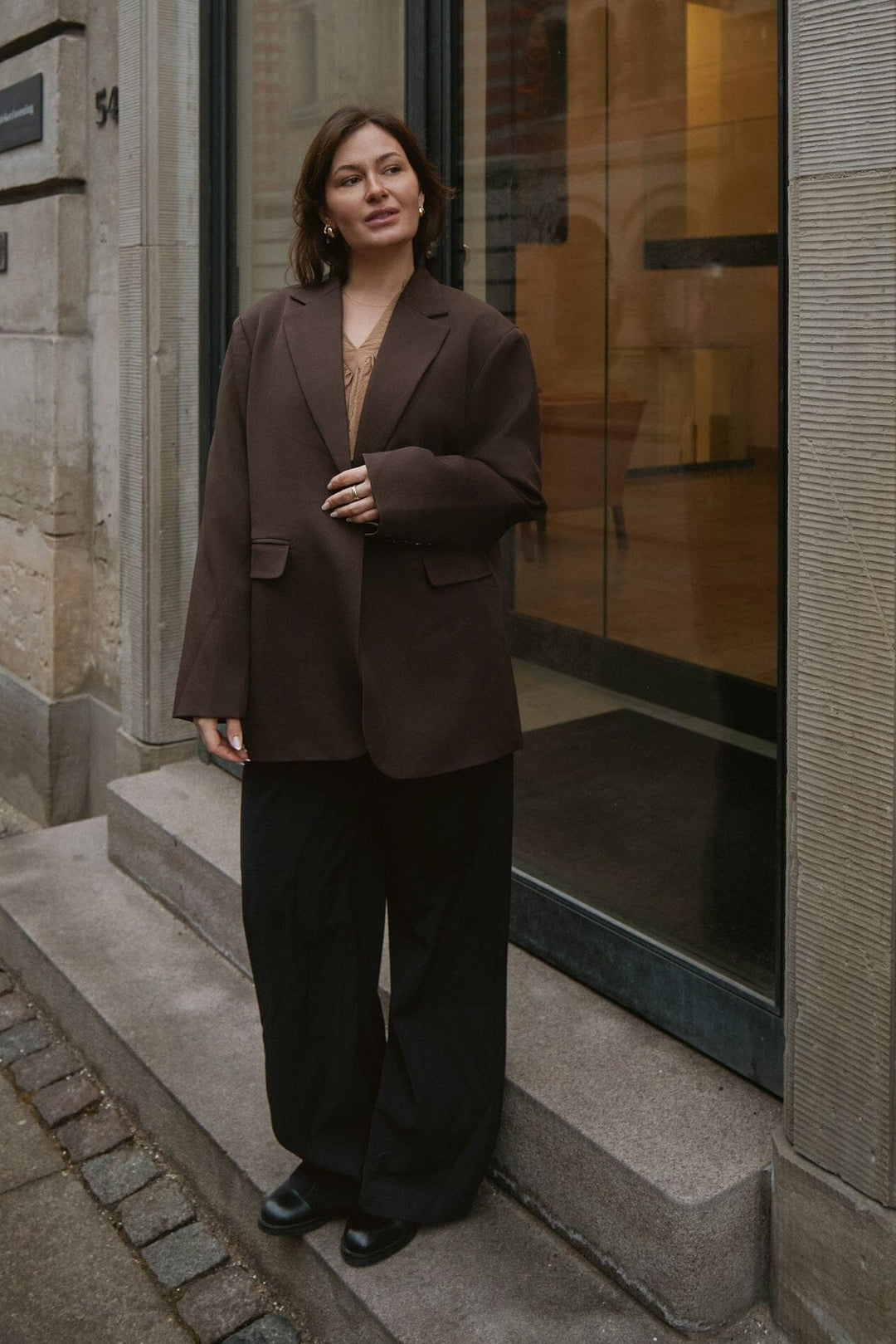 Neo Noir - Aarielle Structure Blazer 168202 - 676 - Dark Brown Blazere 