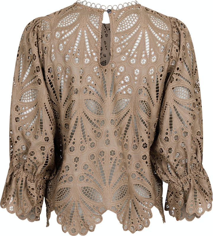 Neo Noir - Adela Embroidery Blouse - Taupe