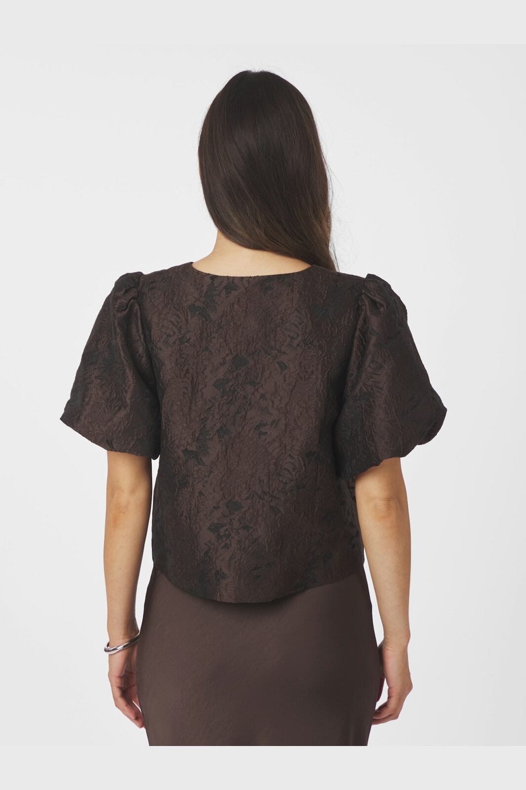 Neo Noir - Aisa Brocade Blouse 166369 - 676 - Dark Brown
