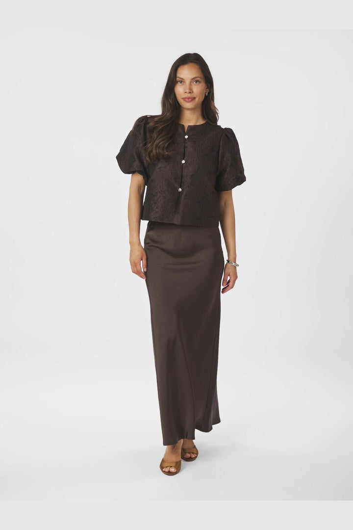 Neo Noir - Aisa Brocade Blouse 166369 - 676 - Dark Brown